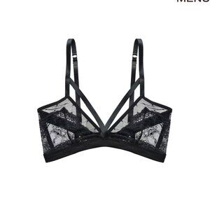 EUC NAJA Women's Gina Cutout Bralette Black Lace Triangle Bra XS or Small top
